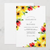 Yellow Red Sunkissed Summer Wedding Einladung (Vorne/Hinten)