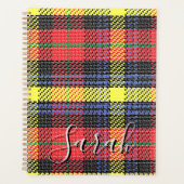 Yellow & Red Tartan Checkered Monogram Name Planer (Vorderseite)