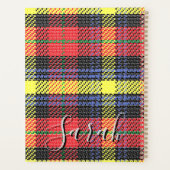 Yellow & Red Tartan Checkered Monogram Name Planer (Rückseite)