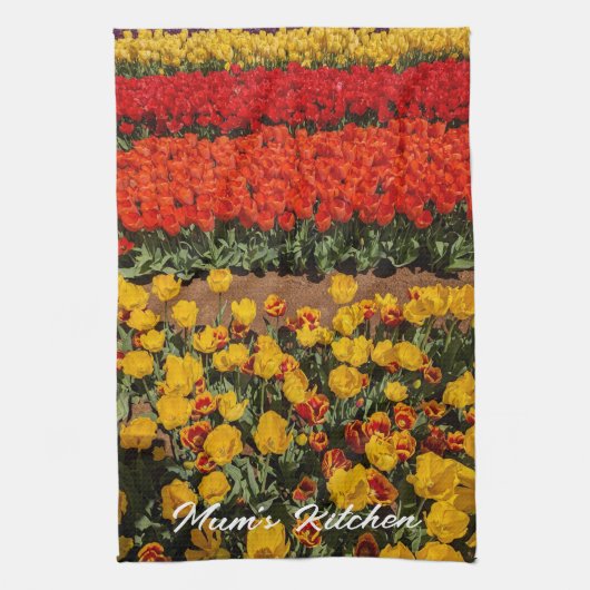 Yellow Red Tulips Mum's Kitchen Tea Handtuch (Vertikal)
