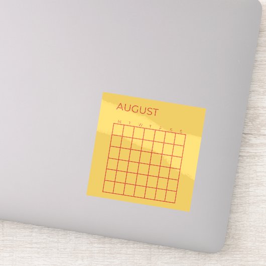 Yellow Red Undated August Calendar for Planner Aufkleber (Detail)