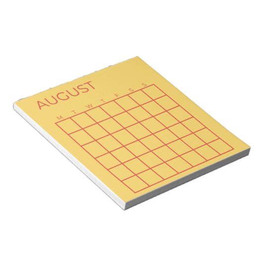 Yellow Red Undated August Calendar for Planner Notizblock (angewinkelt)