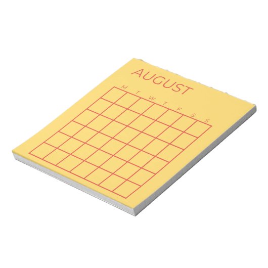 Yellow Red Undated August Calendar for Planner Notizblock (Rotiert)