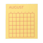 Yellow Red Undated August Calendar for Planner Notizblock (Vorderseite)