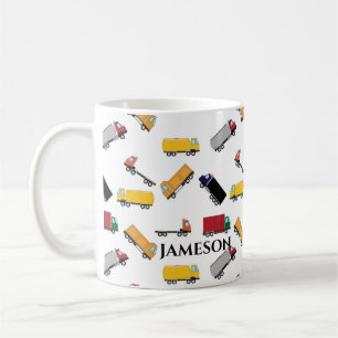 Yellow Red Watercolor Transportation Truck  Kaffeetasse