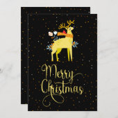 Yellow Reindeer Frohe Weihnachts-Weihnachtskarte Feiertagskarte (Vorne/Hinten)