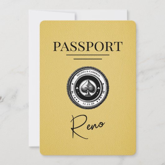 Yellow Reno Passport Save the Date (Vorderseite)
