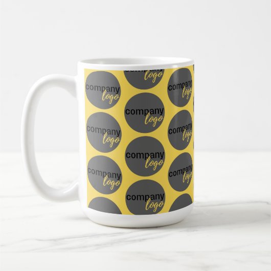 YELLOW REPEATING PATTERN COMPANY LOGO KAFFEETASSE (Links)