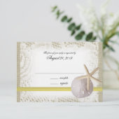 Yellow Response Card für Hochzeiten am Strand RSVP Karte (Stehend Vorderseite)