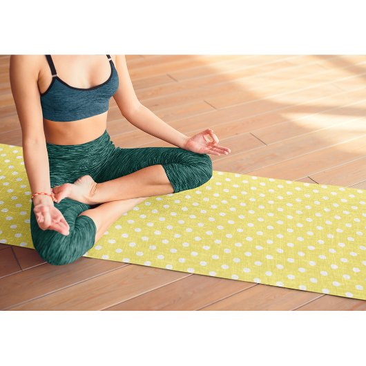 Yellow Retro Chic Polka Dots Monogram Übung Yogamatte