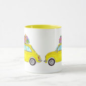 Yellow Retro Fiat 500 Weihnachtsgeschenke Wasserfa Tasse (Zentrum)