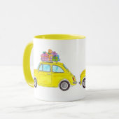 Yellow Retro Fiat 500 Weihnachtsgeschenke Wasserfa Tasse (Vorderseite Links)
