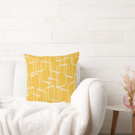Yellow Retro Lino Geometrisches Muster Kissen