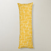 Yellow Retro Lino Geometrisches Muster Seitenschläferkissen (Rückseite (Vertikal))