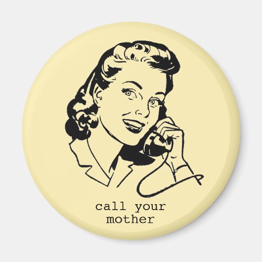 Yellow Retro Rufen Sie Ihre Mutter Vintag Magnet a (Vorne)