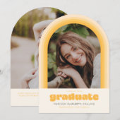 Yellow Retro Striped Arch Graduation Announcement Einladung (Vorne/Hinten)