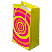 Yellow Retro Style Geschenktasche mit orange und r Kleine Geschenktüte (Rückseite Schrägansicht)