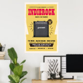Yellow Retro Vintag Indie Rock Music Party Poster (Heimbüro)