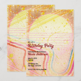 Yellow Retro Vintage 80er Jahre Thema Geburtstagsp Einladung