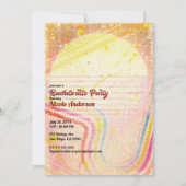 Yellow Retro Vintager 80er Jahre Theme Junggeselin Einladung (Vorderseite)