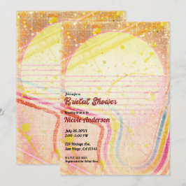 Yellow Retro Vintages Theme Brautparty der 80er Ja Einladung