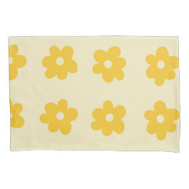 Yellow Retro Y2K Playful Pastel Blossom Floral Kissenbezug