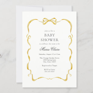 Yellow Ribbon and Bows Baby Dusche Einladung