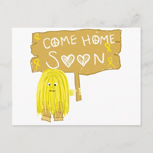 Yellow Ribbon Come Zuhause Bald Postkarte (Vorderseite)