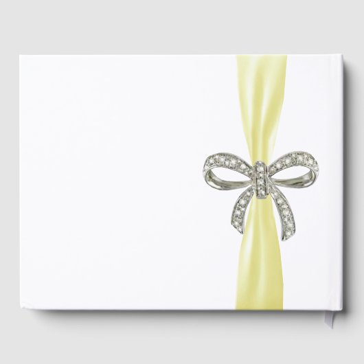 Yellow Ribbon Diamond Bow Wedding Guestbook Gästebuch (Rückseite)