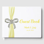 Yellow Ribbon Diamond Bow Wedding Guestbook Gästebuch (Vorderseite)