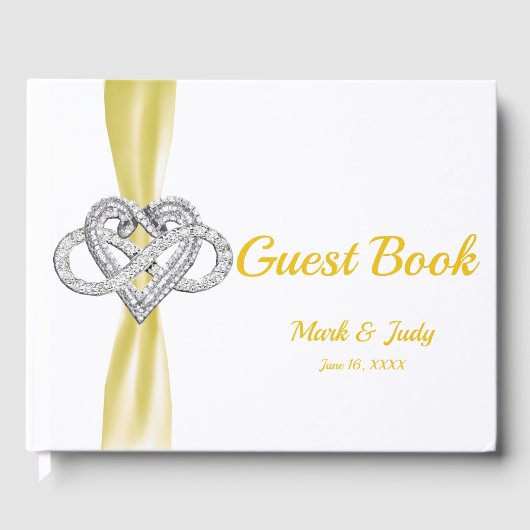 Yellow Ribbon Infinity Heart Wedbook Gästebuch (Vorderseite)
