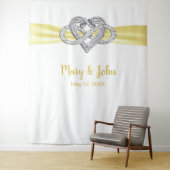 Yellow Ribbon Infinity Heart Wedding Background Wandteppich (Beispiel)