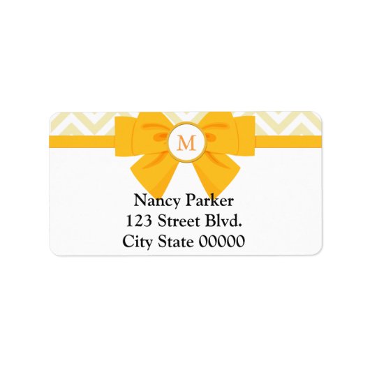 Yellow Ribbon Monogram Adressaufkleber (Vorne)