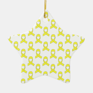 Yellow Ribbon Muster Keramik Ornament