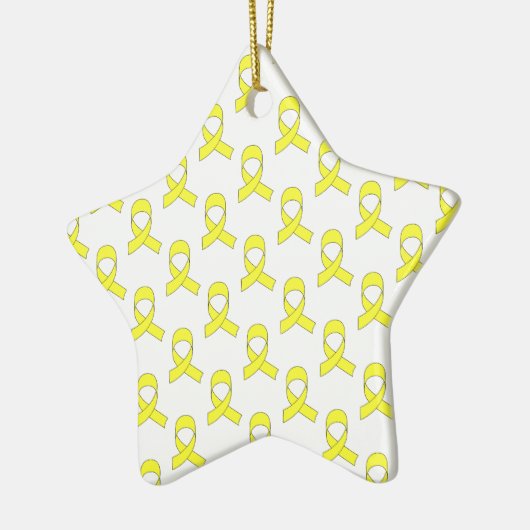 Yellow Ribbon Muster Keramik Ornament (Links)