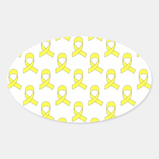 Yellow Ribbon Muster Ovaler Aufkleber (Vorderseite)
