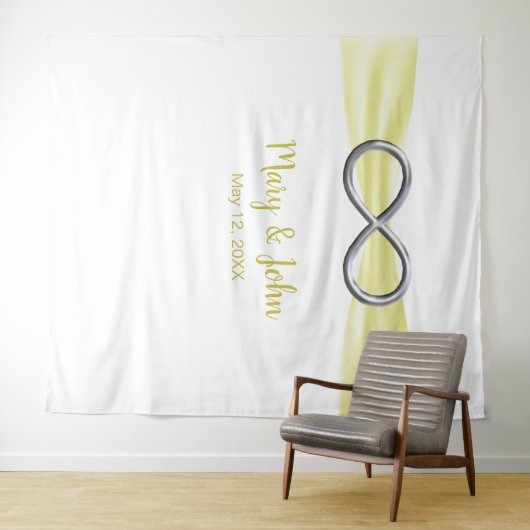 Yellow Ribbon Silver Infinity Wedding Background Wandteppich (Beispiel (Horizontal))