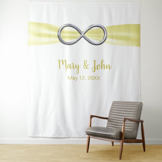 Yellow Ribbon Silver Infinity Wedding Background Wandteppich (Beispiel)