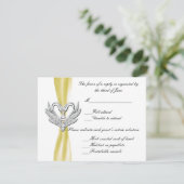 Yellow Ribbon Silver Swan Response Card RSVP Karte (Stehend Vorderseite)