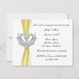 Yellow Ribbon Silver Swans Engagement Party einlad Einladung