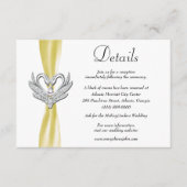 Yellow Ribbon Silver Swans Hochzeitdetails Begleitkarte (Vorderseite)