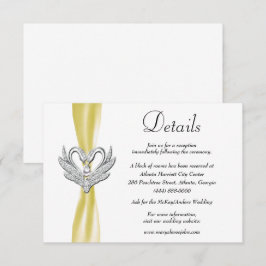 Yellow Ribbon Silver Swans Hochzeitdetails Begleitkarte