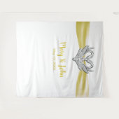Yellow Ribbon Silver Swans Hochzeitskugel Wandteppich (Vorderseite (Horizontal))