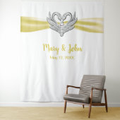 Yellow Ribbon Silver Swans Hochzeitskugel Wandteppich (Beispiel)