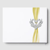 Yellow Ribbon Silver Swans Wedding Gästebuch (Rückseite)