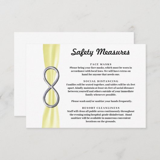 Yellow Ribbon Silver Unendlichkeit Sicherheitsmaßn Begleitkarte (Vorne/Hinten)