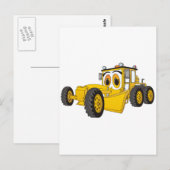 Yellow Road Grader Cartoon Postkarte (Vorne/Hinten)