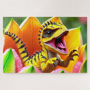 Yellow Roaring Dinosaurier Puzzle