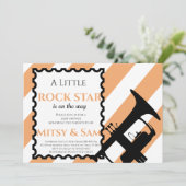 Yellow Rock Star Rock a Bye Baby Dusche Einladung (Stehend Vorderseite)