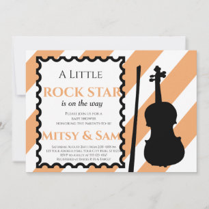 Yellow Rock Star Rock a Bye Baby Dusche Einladung